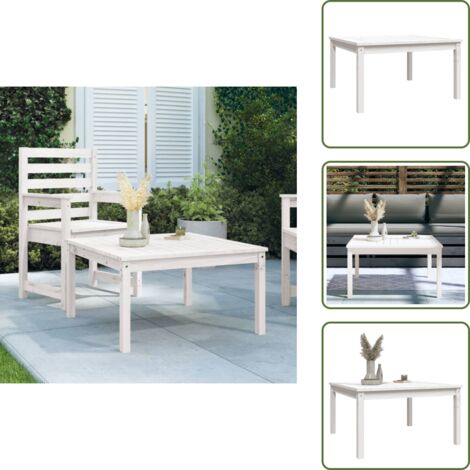 Tavolo in legno massello - vidaXL Tavolo da Giardino Bianco 82,5x82,5x45cm Legno Massello di Pino - Tavolo da giardino bianco