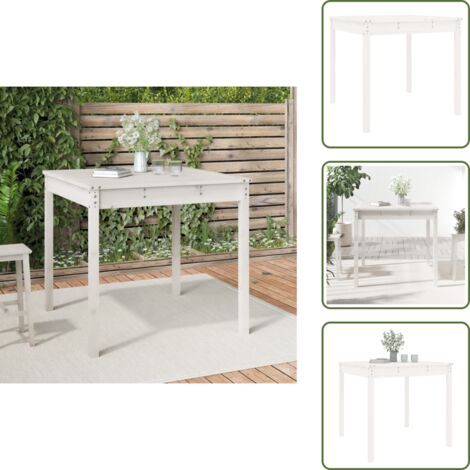 Tavolo in legno massello - vidaXL Tavolo da Giardino Bianco 82,5x82,5x76cm Legno Massello di Pino - Tavolo in pino