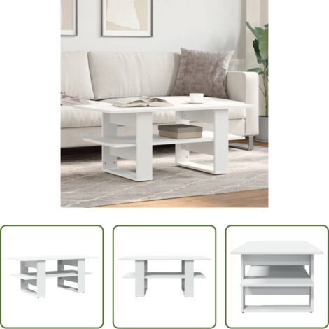 Tavolo in legno multistrato -  Tavolino da Salotto Bianco 102x55x42 cm in Legno Multistrato