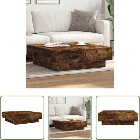 Tavolo in legno multistrato -  Tavolino da Salotto Rovere Fumo 90x90x28 cm Legno Multistrato