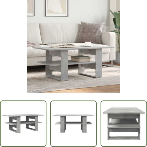 Tavolo in legno multistrato -  Tavolino Salotto Grigio Cemento 102x55x42 cm Legno Multistrato