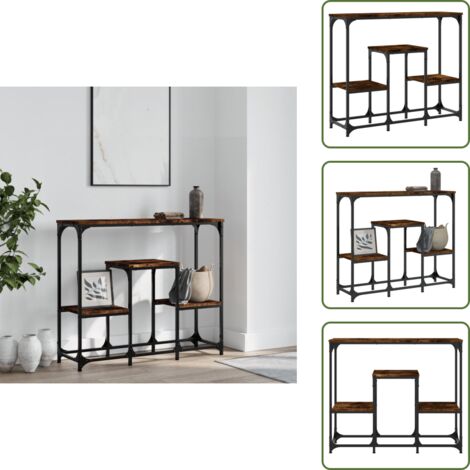 Tavolo in legno multistrato - vidaXL Tavolo Consolle Rovere Fumo 89,5x28x76 cm Legno Multistrato - Tavolo in acciaio