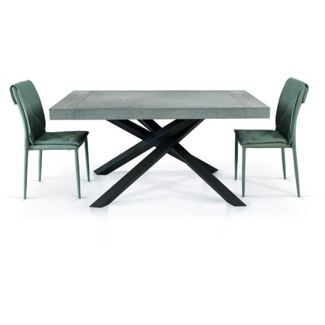 Tavolo in legno nobilitato finitura beton allungabile 180x100 cm - 280x100 cm (Gambe Incrociate)