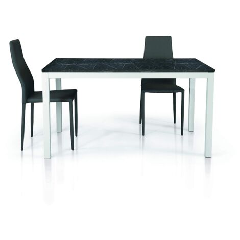 Tavolo in legno nobilitato finitura marmo allungabile 90x90 cm - 180x90 cm