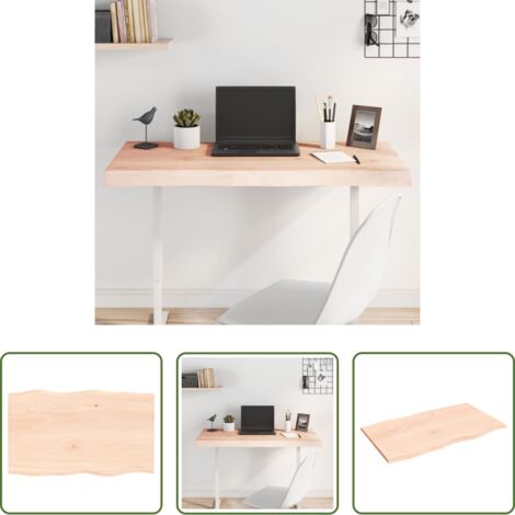 Tavolo in legno -  Piano per Tavolo 100x60x2 cm in Rovere Non Trattato Bordi Vivi