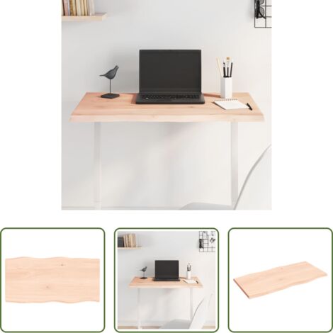 Tavolo in legno -  Piano per Tavolo 80x40x2 cm in Rovere Non Trattato Bordi Vivi