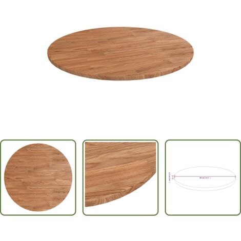 Tavolo in legno -  Piano Tavolo Rotondo Marrone Chiaro Ø80x1,5 cm Rovere Trattato