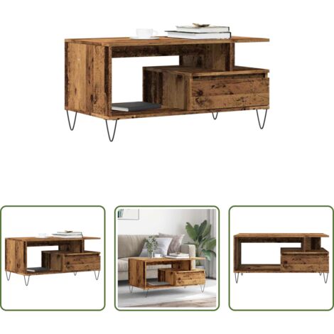 Tavolo in legno -  Tavolino da Salotto Legno Antico 90x49x45 cm Legno Multistrato