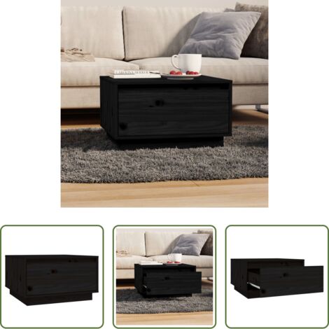 Tavolo in legno -  Tavolino da Salotto Nero 55x56x32 cm in Legno Massello di Pino