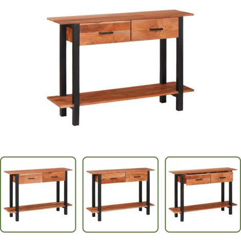 Tavolo in legno -  Tavolo consolle con cassetto Marrone e Nero 110 x 30 x 75 cm