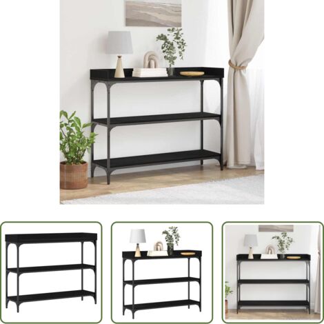 Tavolo in legno -  Tavolo Consolle con lo scaffale Rovere nero 100 x 30 x 80 cm