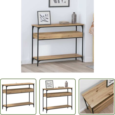 Tavolo in legno -  Tavolo consolle rovere artigianale 100 x 29 x 75 cm