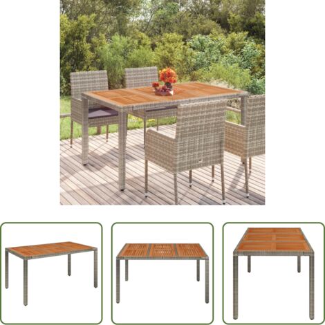 Tavolo in legno -  Tavolo da Giardino Piano in Legno Grigio 150x90x75cm Polyrattan