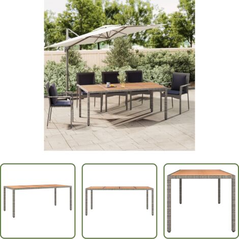 Tavolo in legno -  Tavolo Giardino Piano Legno Grigio Polyrattan e Massello Acacia