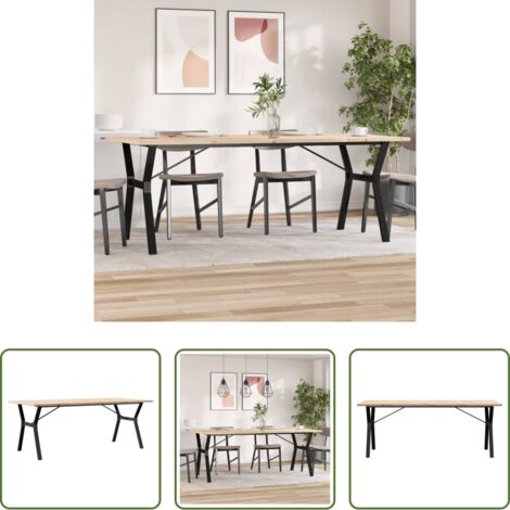 Tavolo in legno -  Tavolo Pranzo Telaio a Y 200x100x75,5 cm Legno Pino e Acciaio