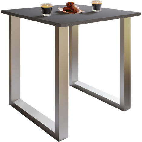 Tavolo in legno VCM  A. 76 x L. 80 x P. 80 cmBase solida e di alta qualità  stand in ferro  Tavolo da cucina - Xona U (Argento / Antracite)