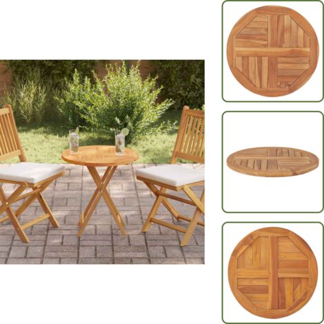 Tavolo in legno - vidaXL Piano Tavolo in Legno Massello di Teak Rotondo 2,5 cm 60 cm -