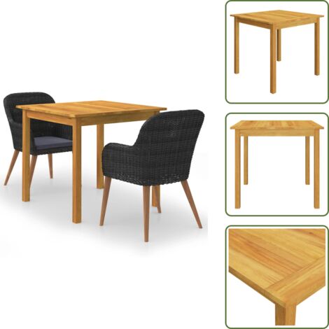 Tavolo in legno - vidaXL Set Mobili da Pranzo per Giardino 3 pz Nero - Sedie in acciaio