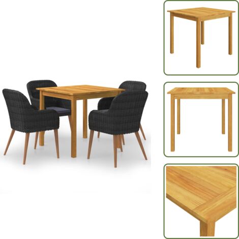 Tavolo in legno - vidaXL Set Mobili da Pranzo per Giardino 5 pz Nero - Sedie in acciaio