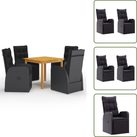 Tavolo in legno - vidaXL Set Mobili da Pranzo per Giardino 5 pz Nero - Sedie in rattan