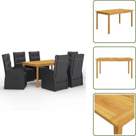 Tavolo in legno - vidaXL Set Mobili da Pranzo per Giardino 7 pz Nero - Sedie in rattan