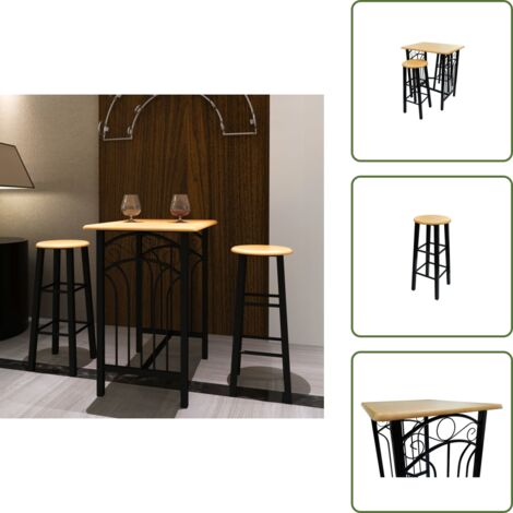 Tavolo in legno - vidaXL Set Tavolo da Pranzo / Bar e Sedie in Legno e Acciaio Marrone - Sedie in legno