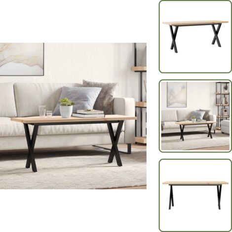 Tavolo in legno - vidaXL Tavolino Salotto Telaio a X 110x40x45,5 cm Legno Pino e Acciaio - Salotto elegante