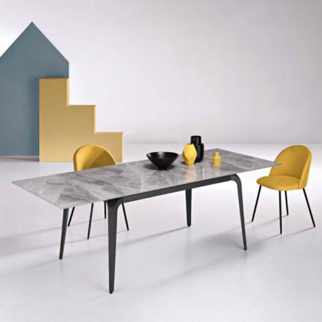 Tavolo in pietra effetto marmo Grigio allungabile a 240 cm FELIX