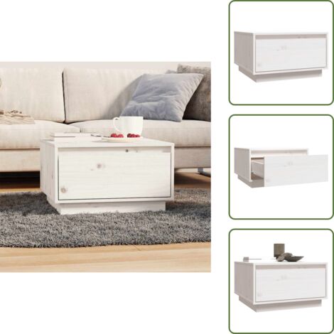 Tavolo in pino - vidaXL Tavolino da Salotto Bianco 55x56x32 cm Legno Massello di Pino -