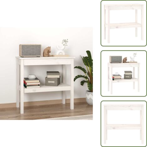 Tavolo in pino - vidaXL Tavolo Consolle Bianco 80x40x75 cm in Legno Massello di Pino -