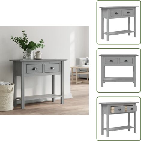 Tavolo in pino - vidaXL Tavolo Consolle BODO 91x35x74 cm Legno Massello Pino Grigio - Tavolo con cassetti