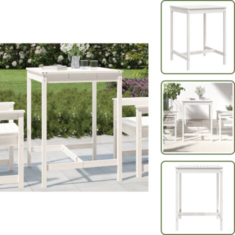 Tavolo in pino - vidaXL Tavolo da Giardino Bianco 82,5x82,5x110cm Legno Massello Pino - Tavolo da esterno