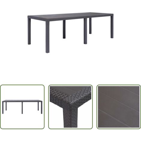Tavolo in plastica -  Tavolo da Giardino Marrone 220x90x72 cm Plastica Stile Rattan
