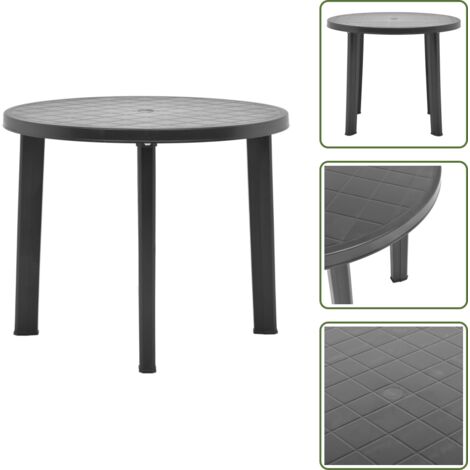 Tavolo in plastica - vidaXL Tavolo da Giardino Antracite 89 cm in Plastica - Tavolo da esterno