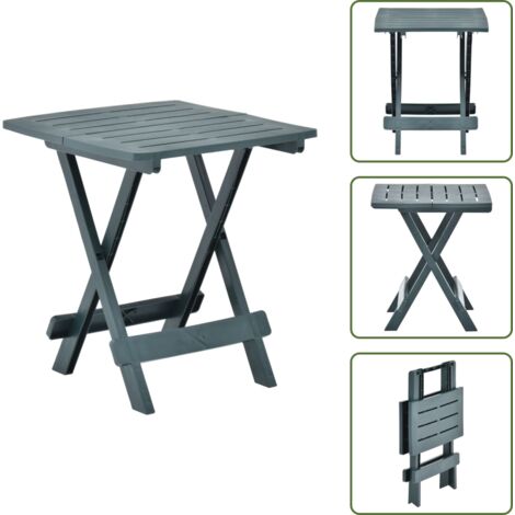 Tavolo in plastica - vidaXL Tavolo da Giardino Pieghevole Verde 45x43x50 cm in Plastica - Tavolo da patio