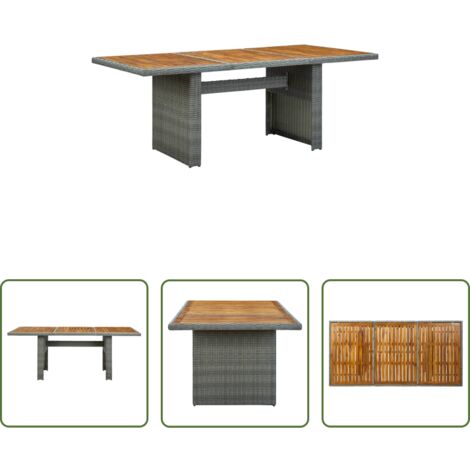 Tavolo in polyrattan - Tavolo da Giardino Grigio Chiaro in Polyrattan e Legno Acacia
