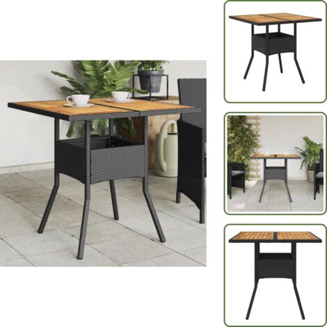 Tavolo in rattan PE - vidaXL Tavolo Giardino Piano Legno Acacia Nero 80x80x75 cm Polyrattan - Tavolo in acciaio
