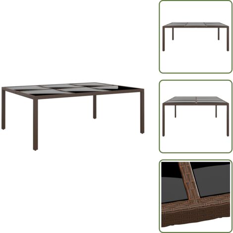 Tavolo in rattan - vidaXL Tavolo da Giardino con Piano Vetro Marrone 200x150x75 cm Rattan - Tavolo da giardino marrone