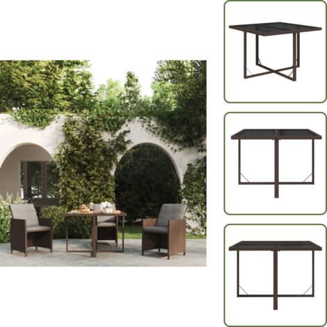 Tavolo in rattan - vidaXL Tavolo da Giardino Marrone 109x107x74 cm in Polyrattan e Vetro - Tavolo in acciaio