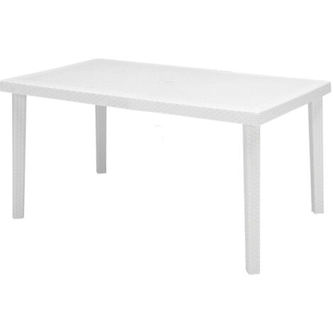 Tavolo in resina rettangolare da giardino effetto rattan Boheme -  White