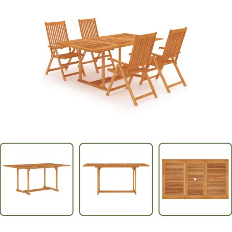 Tavolo in teak -  Set da Pranzo da Giardino 5 pz in Legno Massello di Teak