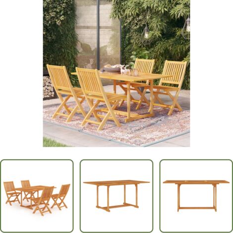 Tavolo in teak -  Set da Pranzo da Giardino 5 pz in Legno Massello di Teak