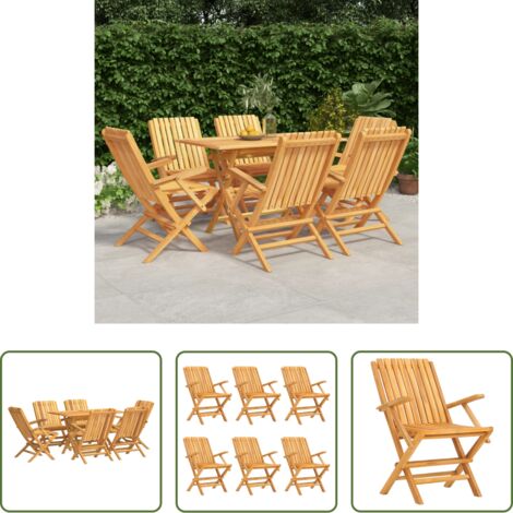 Tavolo in teak -  Set da Pranzo da Giardino 7 pz in Legno Massello di Teak