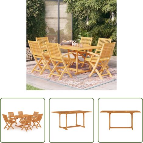 Tavolo in teak -  Set da Pranzo da Giardino 7 pz in Legno Massello di Teak