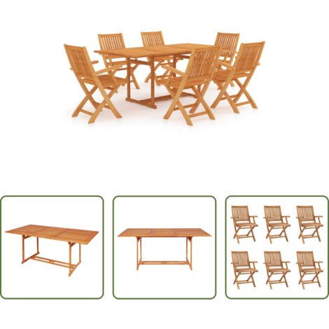 Tavolo in teak -  Set da Pranzo da Giardino 7 pz in Legno Massello di Teak