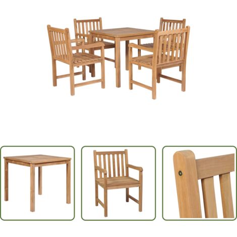 Tavolo in teak -  Set da Pranzo per Esterni 5 pz Legno Massello di Teak