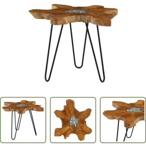 Tavolo in teak -  Tavolino da Salotto 70x45 cm Legno Massello Teak e Poliresina