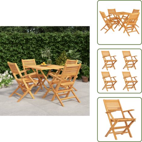 Tavolo in teak - vidaXL Set da Pranzo per Giardino 5 pz in Legno Massello di Teak - Sedie pieghevoli