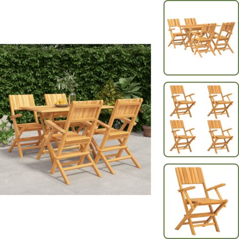 Tavolo in teak - vidaXL Set da Pranzo per Giardino 5 pz in Legno Massello di Teak - Sedie pieghevoli