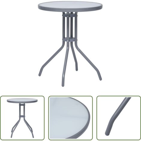 Tavolo in vetro e acciaio - Tavolo da Giardino Grigio Chiaro 60 cm in Acciaio e Vetro